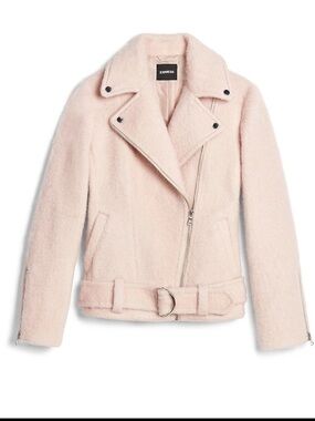 Express Blush Pink Faux-Wool Moto Jacket